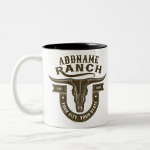 Personalisiert NAME Bull Steer Skull Western Ranch