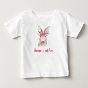 Personalisiert Name Bunny Rabbit Girl Baby T-shirt