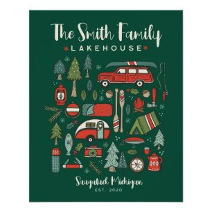 Personalisiert Name Camping Weihnachten Poster