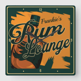 Personalisiert NAME Caribbean Dark Rum Bar Lounge Quadratische Wanduhr