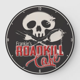 Personalisiert NAME Cheeky Roadkill Café Küche Große Wanduhr