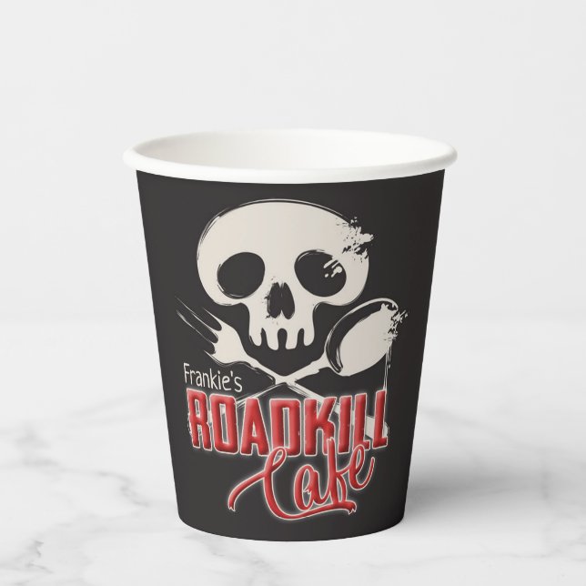 Personalisiert NAME Cheeky Roadkill Cafe Party Pappbecher (Vorderseite)