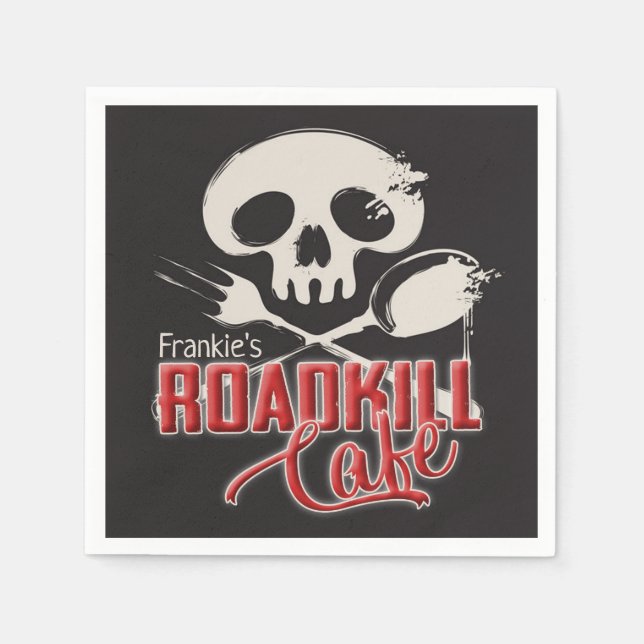 Personalisiert NAME Cheeky Roadkill Cafe Party Serviette (Vorderseite)