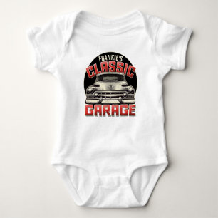 Personalisiert NAME Classic Car Garage Custom Shop Baby Strampler