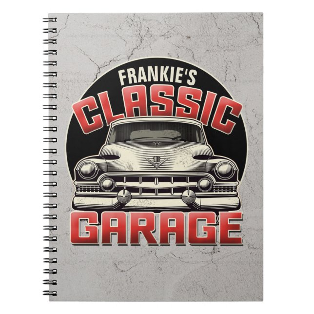 Personalisiert NAME Classic Car Garage Custom Shop Notizblock (Vorderseite)