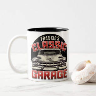 Personalisiert NAME Classic Car Garage Custom Shop Zweifarbige Tasse