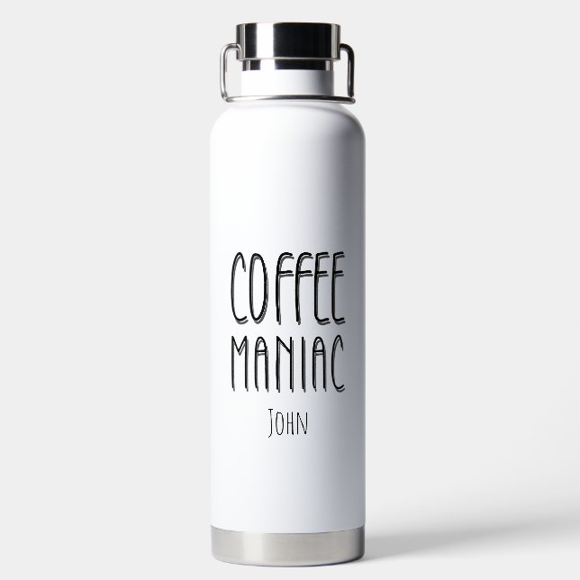 Personalisiert Name Coffee Maniac - Funny Trinkflasche (Rückseite)