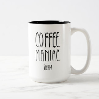 Personalisiert Name Coffee Maniac - Funny Zweifarbige Tasse