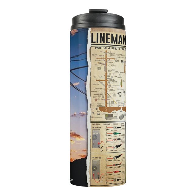 Personalisiert Name Company Lineman Thermosbecher (Vorderseite)