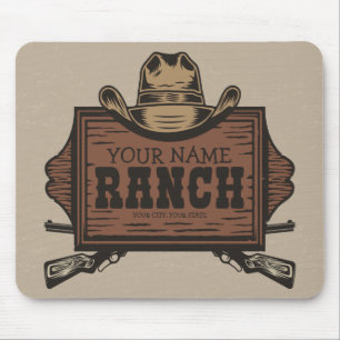 Personalisiert NAME Cowboy Guns Western Ranch Zeic Mousepad
