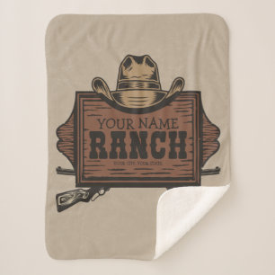 Personalisiert NAME Cowboy Guns Western Ranch Zeic Sherpadecke
