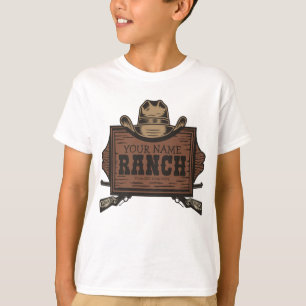 Personalisiert NAME Cowboy Guns Western Ranch Zeic T-Shirt