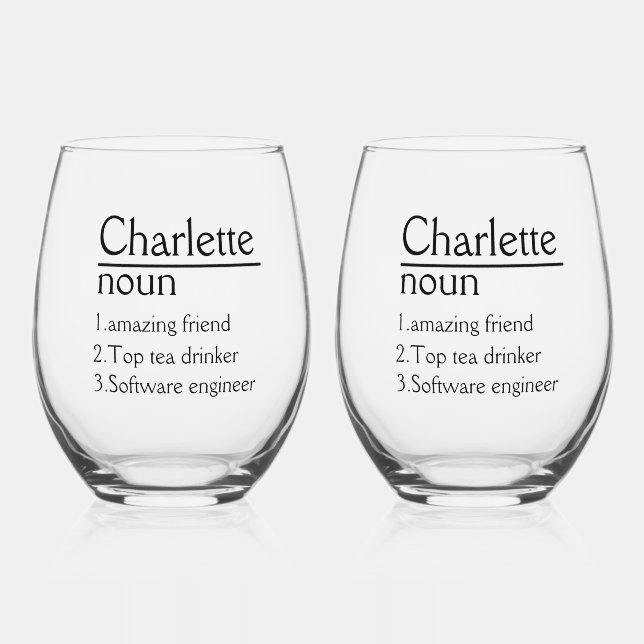 Personalisiert Name Definition Tumbler Weinglas Ohne Stiel (Vorderseite)