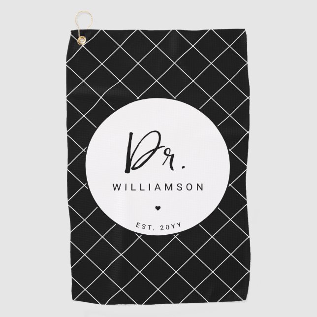 Personalisiert Name Dr. Minimalistisch Doctor Absc Golfhandtuch (Vorderseite)