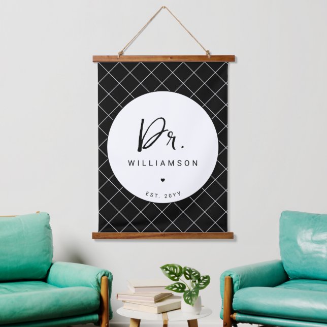 Personalisiert Name Dr. Minimalistisch Doctor Absc Wandteppich Mit Holzrahmen (Wohnzimmer)