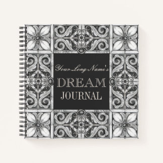 Personalisiert Name Dream Journal Black Gray White Notizbuch