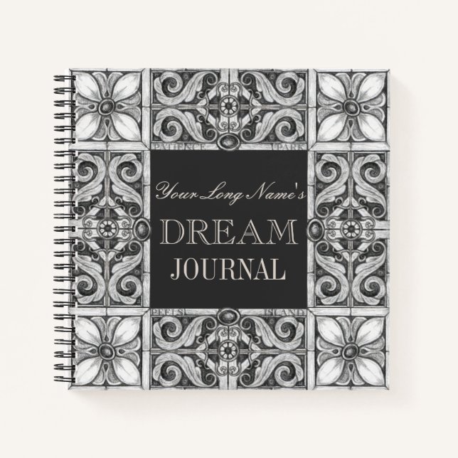 Personalisiert Name Dream Journal Black Gray White Notizbuch (Vorderseite)