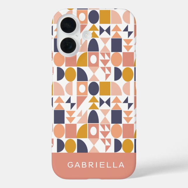 Personalisiert Name Earthy Geometric Boho Stylish Case-Mate iPhone Hülle (Rückseite)