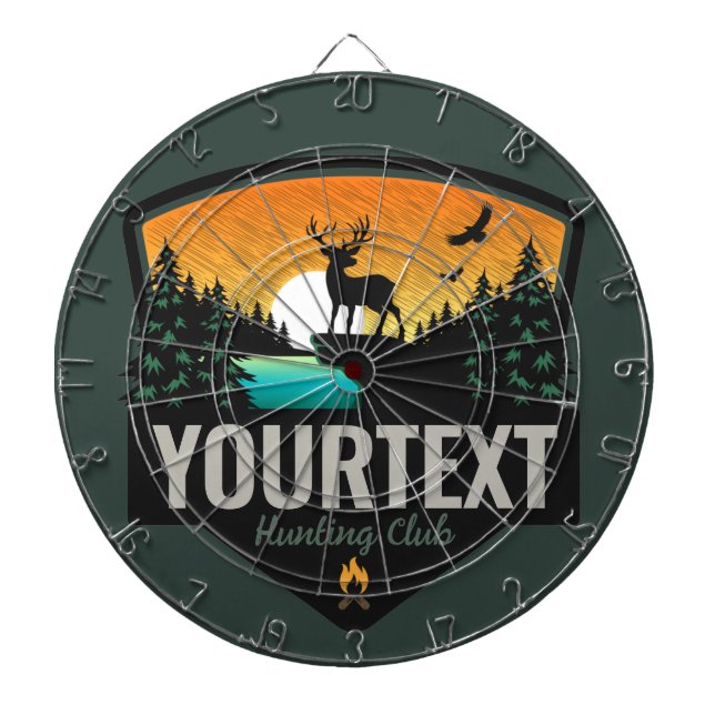 Personalisiert NAME Elk Jagd Wilder Sonnenuntergan Dartscheibe (vorne)
