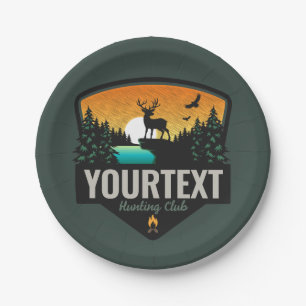 Personalisiert NAME Elk Jagd Wilder Sonnenuntergan Pappteller