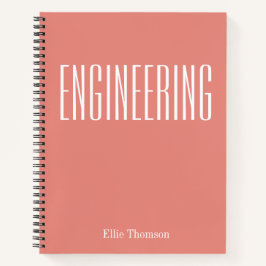Personalisiert Name Engineering Orange Terracotta Notizbuch