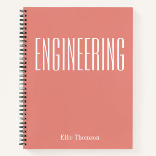 Personalisiert Name Engineering Orange Terracotta Notizbuch