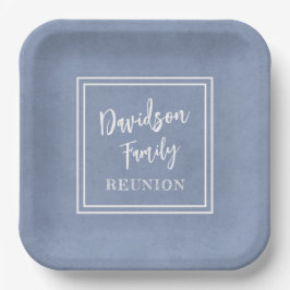 Personalisiert Name Familie Event Dusty Blue Paper Pappteller