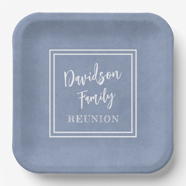 Personalisiert Name Familie Event Dusty Blue Paper Pappteller (Vorderseite)