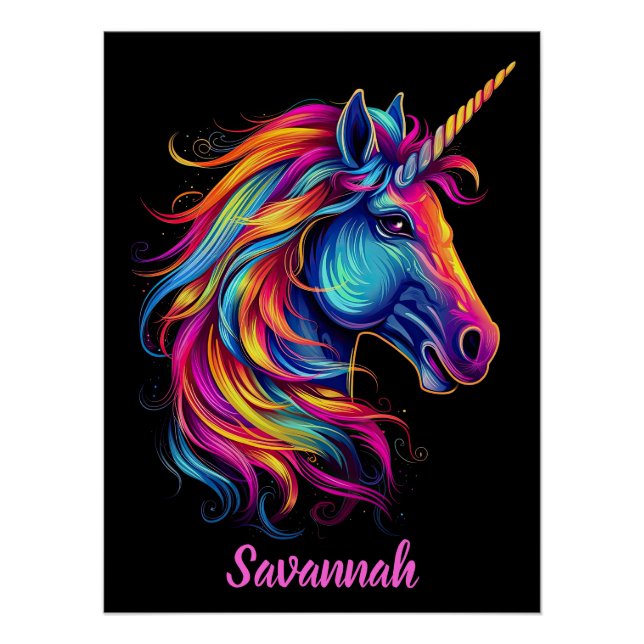 Personalisiert Name Fantasy Rainbow Niedlich Girl Poster (Vorderseite)