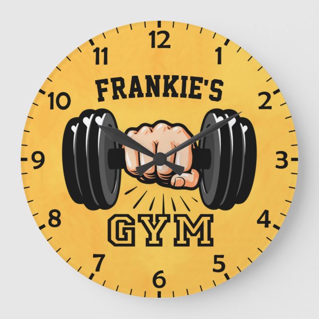 Personalisiert NAME Fitness Trainer GYM Custom Große Wanduhr (Vorderseite)