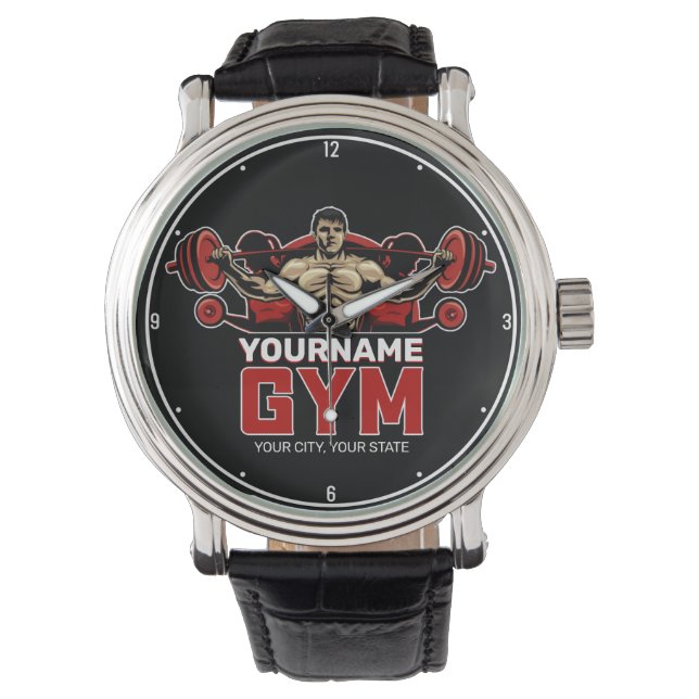 Personalisiert NAME Fitness Zuhause GYM Gewichtsab Armbanduhr (Vorderseite)