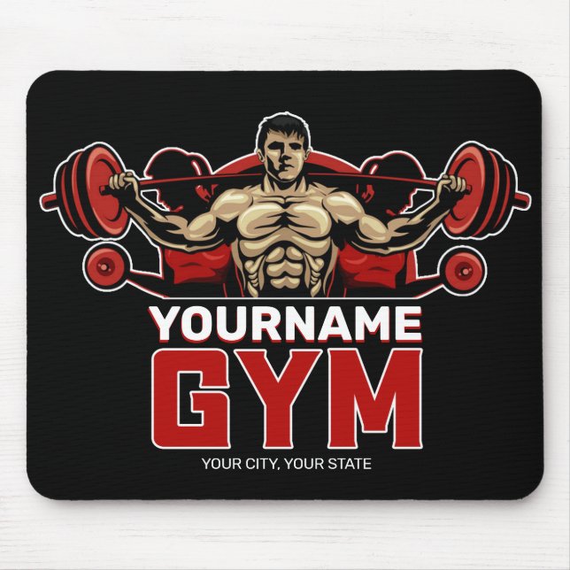 Personalisiert NAME Fitness Zuhause GYM Gewichtsab Mousepad (Vorne)