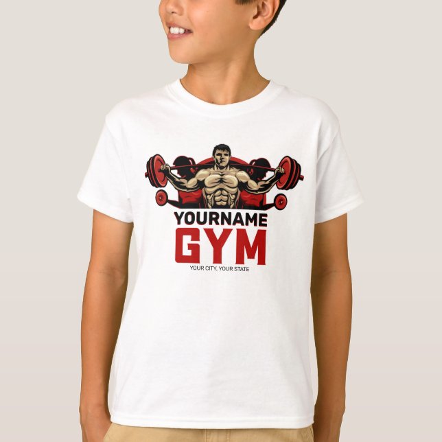 Personalisiert NAME Fitness Zuhause GYM Gewichtsab T-Shirt (Vorderseite)