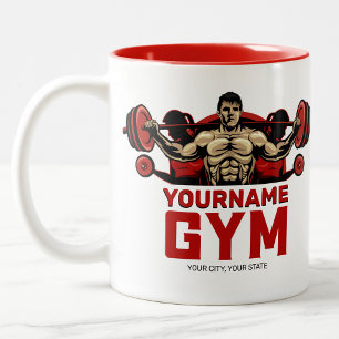 Personalisiert NAME Fitness Zuhause GYM Gewichtsab Zweifarbige Tasse