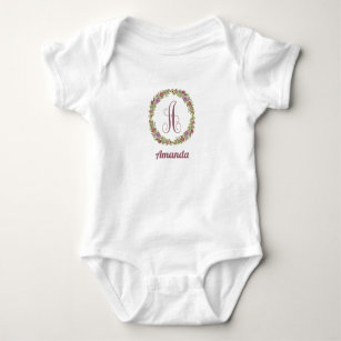 Personalisiert Name Floral Monogramm A Baby Strampler