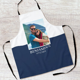 Personalisiert Name Foto Dark Blue Modern Schürze