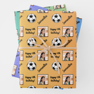 Personalisiert Name Foto Sport Fußball Geburtstag Geschenkpapier Set