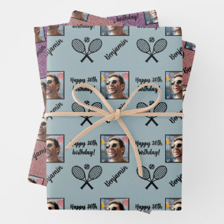 Personalisiert Name Foto Sport Tennis Geburtstag Geschenkpapier Set
