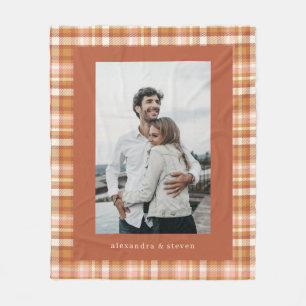 Personalisiert Name Foto Warm Earthy Gingham Karie Fleecedecke