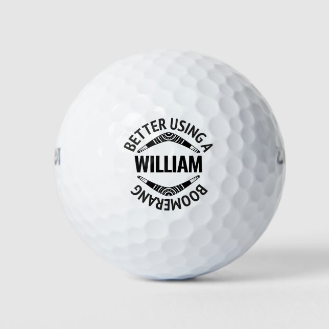 Personalisiert Name Funny Boomerang Meldung Golfball (Vorderseite)