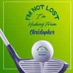 Personalisiert Name Funny Golfball<br><div class="desc">Wir haben die lustigsten Golfbälle und sind stolz darauf. Wir bieten eine Vielzahl von lustigen Golfbälle für verschiedene Anlässe an. Unsere Golfbälle sind ein lustiger klassischer Witz und bieten einen lustigen Weg, Ihre verlorenen Bälle zu finden. Ich bin nicht verloren, ich verstecke mich mit deinem eigenen Namen. Perfektes Geschenk für...</div>