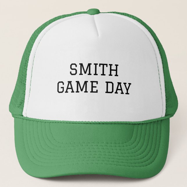 Personalisiert Name Game Day Green Truckerkappe (Vorderseite)