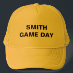 Personalisiert Name Game Day Yellow Truckerkappe<br><div class="desc">Game Day Yellow Trucker Hat. Personalisiert.</div>