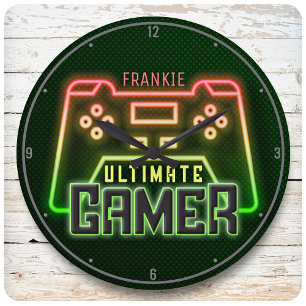 Personalisiert NAME Gamer Imitate Neonerro Videosp Große Wanduhr