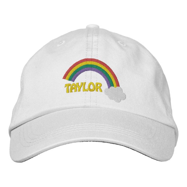 Personalisiert Name Gay Pride Rainbow Bestickte Baseballkappe (Vorderseite)