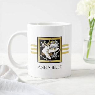 Personalisiert Name Gold Schwarz-weiß Ice Skaten Jumbo-Tasse