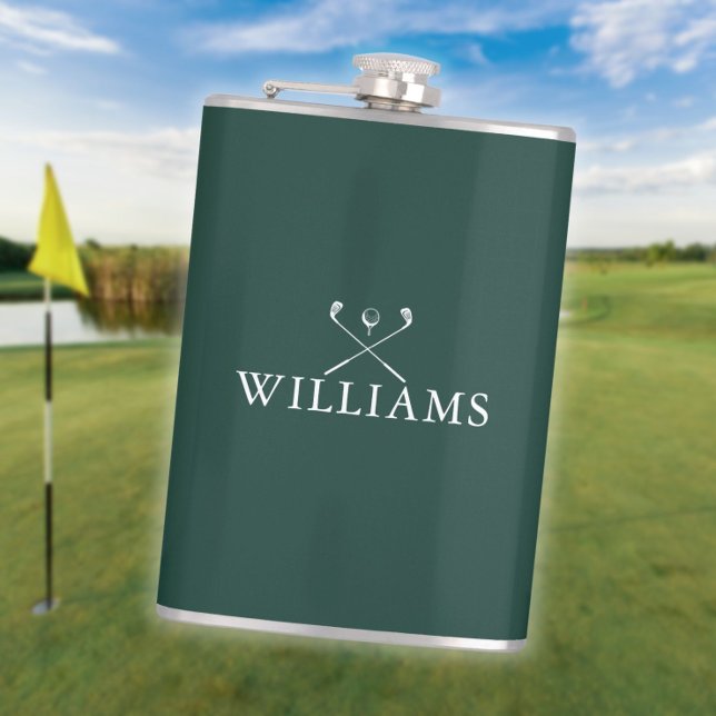 Personalisiert Name Golf Clubs Emerald Green Flachmann (Personalized Name Golf Clubs Emerald Green Flask)