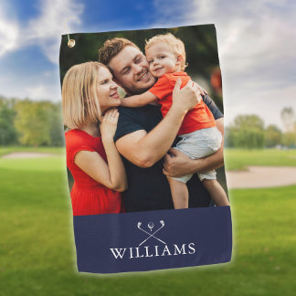 Personalisiert Name Golf Clubs Foto Navy Blue Golfhandtuch
