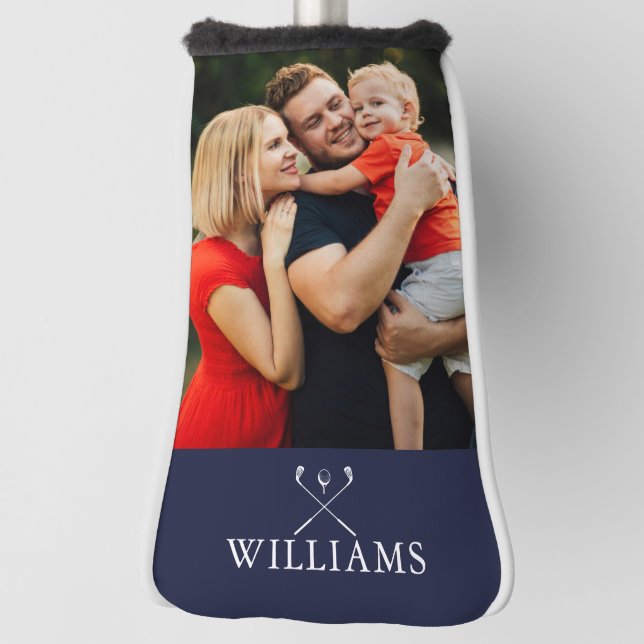 Personalisiert Name Golf Clubs Foto Navy Blue Headcover (Rotieren 90)