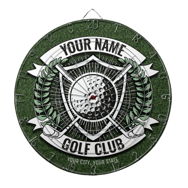 Personalisiert NAME Golfer Golfclub Turf Clubhaus Dartscheibe (vorne)